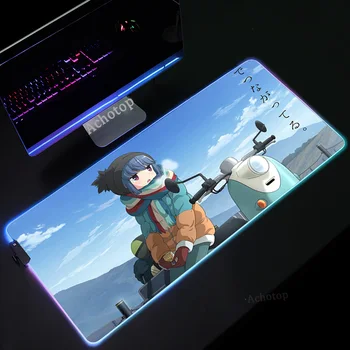RGB Yuru Acampamento Anime Gaming Mouse Pad Computador Gamer tapete de rato de Borracha Grande Tapete de Rato Grande Mause Pad PC um Teclado Portátil Mesa de Esteira