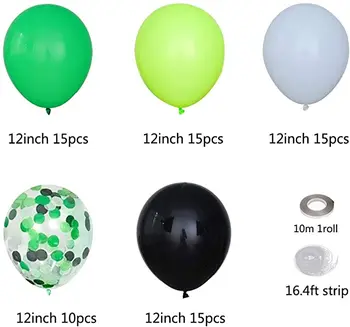 70Pcs/lote Tema de Futebol Balões Garland Preto Branco Verde Confete Balão de Arco de Cadeia para o Futebol de Decoração para uma Festa de Suprimentos