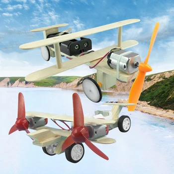 Crianças Montagem de Madeira Planador Modelo de Avião de Brinquedo DIY Elétrica Artesanal de Rolagem do Avião Modelo de Blocos de Kits de Diversão ao ar livre Brinquedos