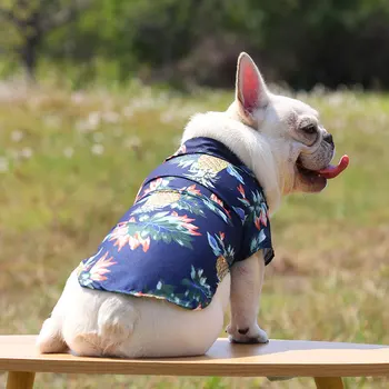 Verão Cão Camisas de Gato de Estimação do Cão Camisa Havaiana Roupas de Praia para Grandes ou Pequenos Cães Gato Bulldog Chihuahua de Manga Curta T-Shirt