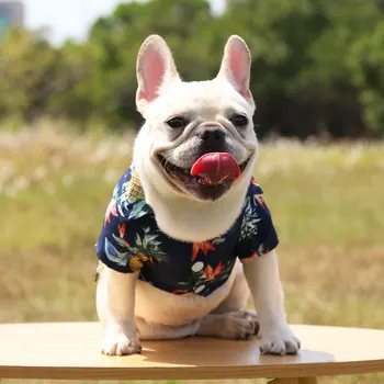 Verão Cão Camisas de Gato de Estimação do Cão Camisa Havaiana Roupas de Praia para Grandes ou Pequenos Cães Gato Bulldog Chihuahua de Manga Curta T-Shirt