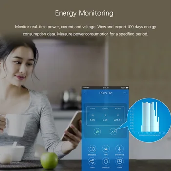 SONOFF Pow R2 Monitoramento de Energia, Interruptor de Apoio Alexa Google Voice Control Ewelink APLICAÇÃO em Tempo Real de Medição de Consumo de Energia