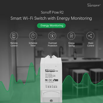 SONOFF Pow R2 Monitoramento de Energia, Interruptor de Apoio Alexa Google Voice Control Ewelink APLICAÇÃO em Tempo Real de Medição de Consumo de Energia