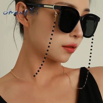 Changyi 2021 Tendência Mulheres Handmade Preto Esferas De Cristal Óculos Cadeia De Óculos De Sol Com Alça De Corrente Titular Óculos Accessorice