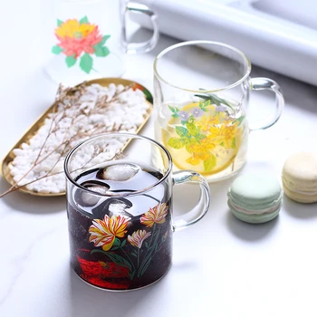 O coreano ins pequena daisy copo de vidro de internet em casa vermelha criativo suco de leite copa do vintage copo de água
