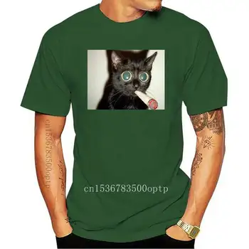 Engraçado Gato Fumar Maconha Olhos Grandes de T-shirt Colete parte Superior do Tanque Homens Mulheres Unisex 1471