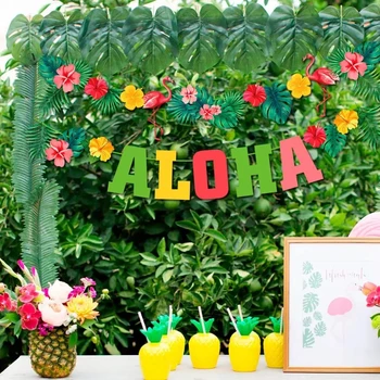 10Pcs Havaiana Festa de Flores Artificiais leis Garland Colar Havaí Praia de Flores Luau de Verão Tropical, Festa de Casamento Decoração
