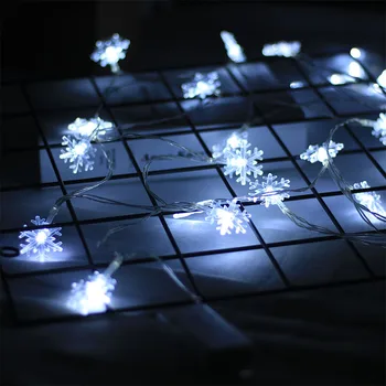 LED do floco de neve de cadeia leve tipo de bateria atmosfera festiva decorativas, lâmpadas de árvore de Natal, luzes pingente cadeia