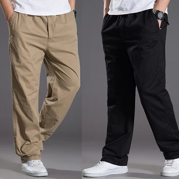 A primavera e o verão de seção fina Algodão casual calças dos homens multi-bolso de calças masculinas oversize calças de elástico Super Grande Tamanho M-6XL