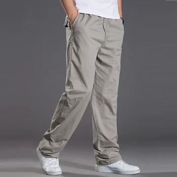 A primavera e o verão de seção fina Algodão casual calças dos homens multi-bolso de calças masculinas oversize calças de elástico Super Grande Tamanho M-6XL
