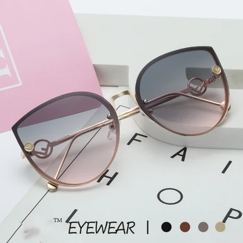 Moda Mulheres de Óculos sem aro UV400 Marca de Designer de Alta Qualidade Gradiente de Óculos de Sol Feminino oculos