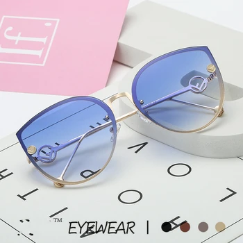 Moda Mulheres de Óculos sem aro UV400 Marca de Designer de Alta Qualidade Gradiente de Óculos de Sol Feminino oculos