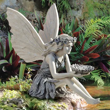 O Girassol De Fadas Estátua De Anjo Lindo Escultura Realista Figura De Enfeite De Jardim De Pedra Quintal De Arte Ao Ar Livre, Decoração De Interiores