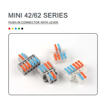 5PCS Mini Rápida Divisor de Fio Conector Universal Compacta de Fiação do Cabo de pressão Condutor do Bloco de Terminais do Conector Elétrico