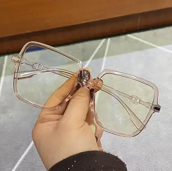Retro Retângulo Óculos para Limpar Óculos, Óculos de Óptica Ocular Armações de Óculos para Mulheres Transparente, Óculos de Armação de Óculos Falsos
