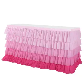 Tutu de tule Tabela Saia toalha de mesa 5 Níveis de Gradação de cor-de-rosa de Mesa Decoração de casamento, Aniversário, chá de Bebê decoração do partido