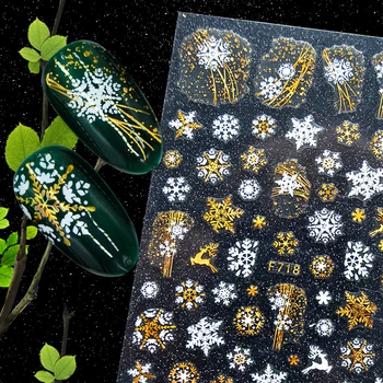 3D Prego Decalques Auto-adesivas para Unhas Bonito Árvore de Natal, Estrela de Adesivos para a Decoração da Arte do Prego