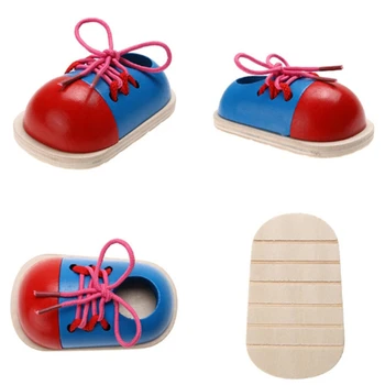 1Pcs Crianças DIY Eva Relógio de Educação a Moda Bebê de Laço Sapatos Montessori Crianças de Madeira Brinquedos de Brinquedos para as Crianças