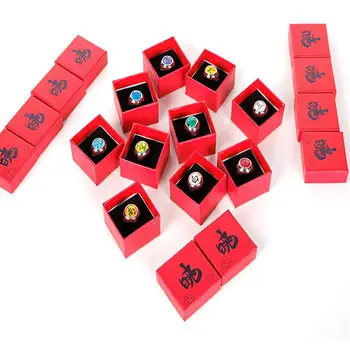 Ninja Anel de Brilhante da Lua Organização Uchiha Sasuke Suke Sharingan Cosplay Anime Ring Caixa Vermelha Repleto de Caixa das Mulheres de Homem Novo