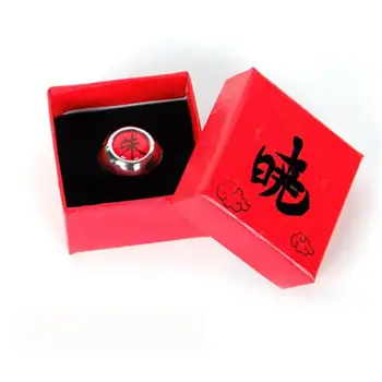 Ninja Anel de Brilhante da Lua Organização Uchiha Sasuke Suke Sharingan Cosplay Anime Ring Caixa Vermelha Repleto de Caixa das Mulheres de Homem Novo