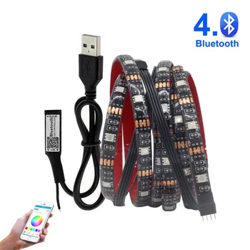 Bluetooth USB LED Strip PLANO de Fundo Luz de 5050 RGB 5V 0,5 m 1m 2m 3m Com Controlador de IR Conjunto de Decoração de Interiores, Luzes de Tira conduzidas