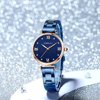 CRRJU Mulheres Relógios Famosa Marca de Luxo Aço Inoxidável Mulheres Elegantes Relógios de Quartzo Moda Reloj Mujer Senhoras Vestido de Assistir