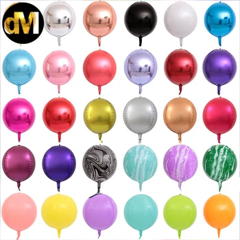 DM 10-20pcs Bola Redonda de Forma Metalizado Balões de Látex Balão 10/18/22/32polegadas 4D Folha de Balões de Hélio e Ar Balões Multicoloridos