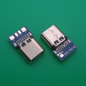 5pcs USB 3.1 Tipo C Conector de 14 Pinos Soquete Fêmea do recipiente Através de Furos PCB 180 Vertical Escudo USB-C