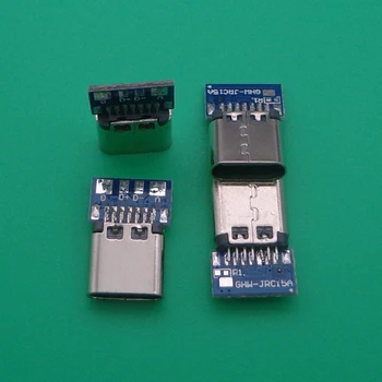 5pcs USB 3.1 Tipo C Conector de 14 Pinos Soquete Fêmea do recipiente Através de Furos PCB 180 Vertical Escudo USB-C