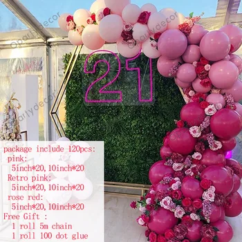 120pcs rosa vermelha de Balões, de Arco de Kit de Macaron cor-de-Rosa Bola de Garland Festa de Aniversário, Decorações pano de Fundo da Decoração do Casamento de Chuveiro do Bebê