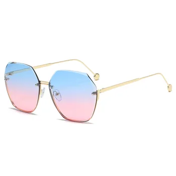 JASPEER Novo sem aro dos Óculos de sol das Mulheres Gradiente de Tons Claros UV400 Óculos de Sol de Marca de Designer de Moda Feminina Óculos