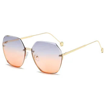 JASPEER Novo sem aro dos Óculos de sol das Mulheres Gradiente de Tons Claros UV400 Óculos de Sol de Marca de Designer de Moda Feminina Óculos
