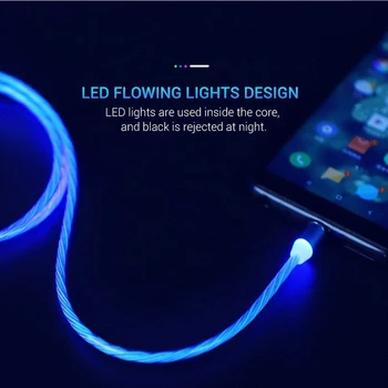 Lovebay Magnético de Fluxo Luminoso Iluminação de Carregamento do Telefone Móvel cabo Cabo Fio do Carregador Para Samsung LED Micro USB TypeC Para Iphone