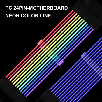 PSU Extensão de Cabo RGB placa-Mãe Extensão ATX 24PIN,GPU de Extensão Duplo/Triplo 8 PINOS PCI-E 6+2 pinos arco-íris Cabo PC Decoração
