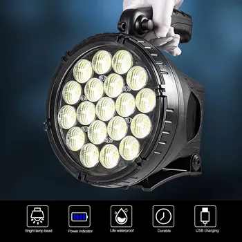 2200LM 20W função Multi-DIODO emissor de luz Poderoso Holofote Recarregável USB Portátil, Lanterna Elétrica de Exibição Spotlight do Banco do Poder