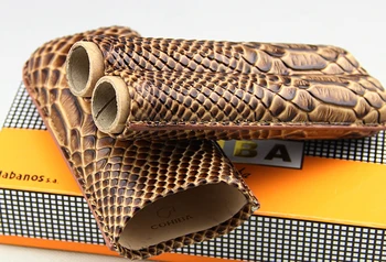 COHIBA Vintage Marrom Couro de Crocodilo Charuto Caso de Viagens Profissionais Humidor Pode conter 2 Fumar Charutos Gadget