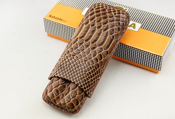 COHIBA Vintage Marrom Couro de Crocodilo Charuto Caso de Viagens Profissionais Humidor Pode conter 2 Fumar Charutos Gadget