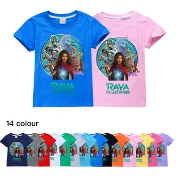 RAYA E O ÚLTIMO DRAGÃO de Verão para crianças de manga curta T-shirt casual menino e menina roupas de algodão confortável camisa