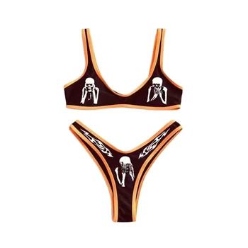 Bikini Terno 2021 Novo de Mulheres de Biquínis Sensuais flexões Engraçado Maiô 2 Conjunto de peças de Beachwear Gradiente de Impressão Mulheres de Maiô