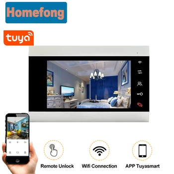 Homefong de 7 Polegadas Tuyasmart wi-Fi sem Fios Vídeo porteiro IP do Sistema Porta Telefone 1080P Remoto Desbloquear Falar de Monitoramento