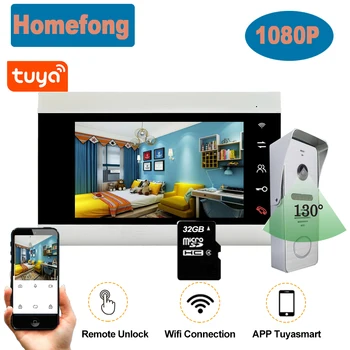 Homefong de 7 Polegadas Tuyasmart wi-Fi sem Fios Vídeo porteiro IP do Sistema Porta Telefone 1080P Remoto Desbloquear Falar de Monitoramento