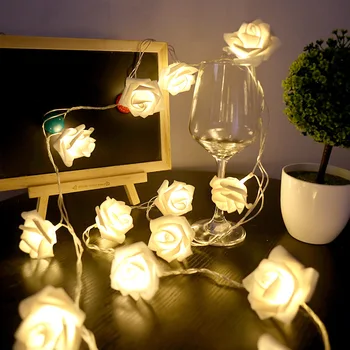 1.5/3M LED Guirlanda de Flores Artificiais Buquê Seqüência de Luzes de Espuma Rosa Luzes de Fadas Para o Dia dos Namorados Decoração de Casamento