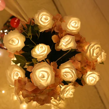 1.5/3M LED Guirlanda de Flores Artificiais Buquê Seqüência de Luzes de Espuma Rosa Luzes de Fadas Para o Dia dos Namorados Decoração de Casamento