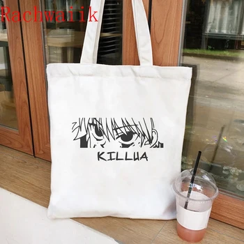 Japonês de Anime hunter x hunter Eco de Lona Shopper Bag Mangá Tote Harajuku Mulheres Bolsa de Ombro Killua Zoldyck Hisoka Saco de Compras
