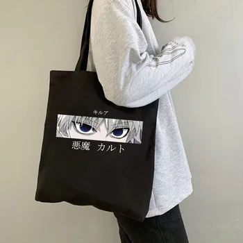 Japonês de Anime hunter x hunter Eco de Lona Shopper Bag Mangá Tote Harajuku Mulheres Bolsa de Ombro Killua Zoldyck Hisoka Saco de Compras