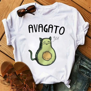 Casual T-shirt Tops Gráfico Santo Guacamole Gráfico 2020 Mulheres de Verão Harajuku Kawaii Anjo de Abacate, Abacate Vegan Tumblr Tshirt