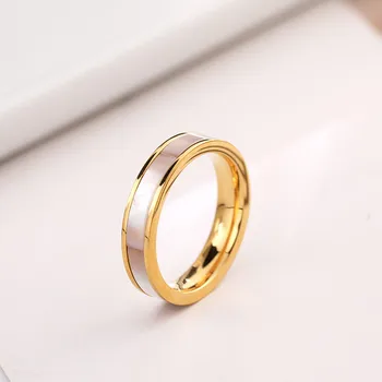Ouro Rosa Cor De Aço Inoxidável, Anéis De Casamento Para As Mulheres Dedo Jóias, Simples E Natural Do Escudo Branco Anel De Noivado Acessórios