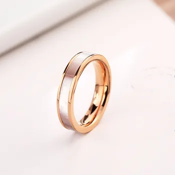 Ouro Rosa Cor De Aço Inoxidável, Anéis De Casamento Para As Mulheres Dedo Jóias, Simples E Natural Do Escudo Branco Anel De Noivado Acessórios