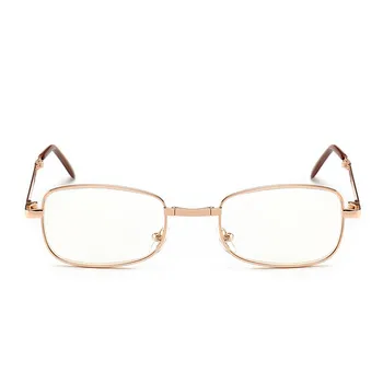 Dobrar a Leitura de Óculos de Homens, Óculos de Mulheres Metal Hipermétropes Dobrável Óculos Anti-Luz Azul de Dioptria +100 +400