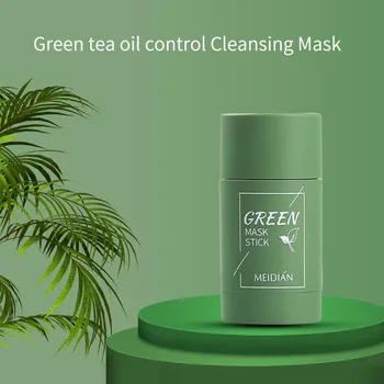O Chá verde de Limpeza Sólida Máscara Purificante de Argila Vara Máscara de Rosto Cuidados de Controle de Óleo Anti-Acne Berinjela Cuidados da Pele, Beleza Branqueamento de 40g